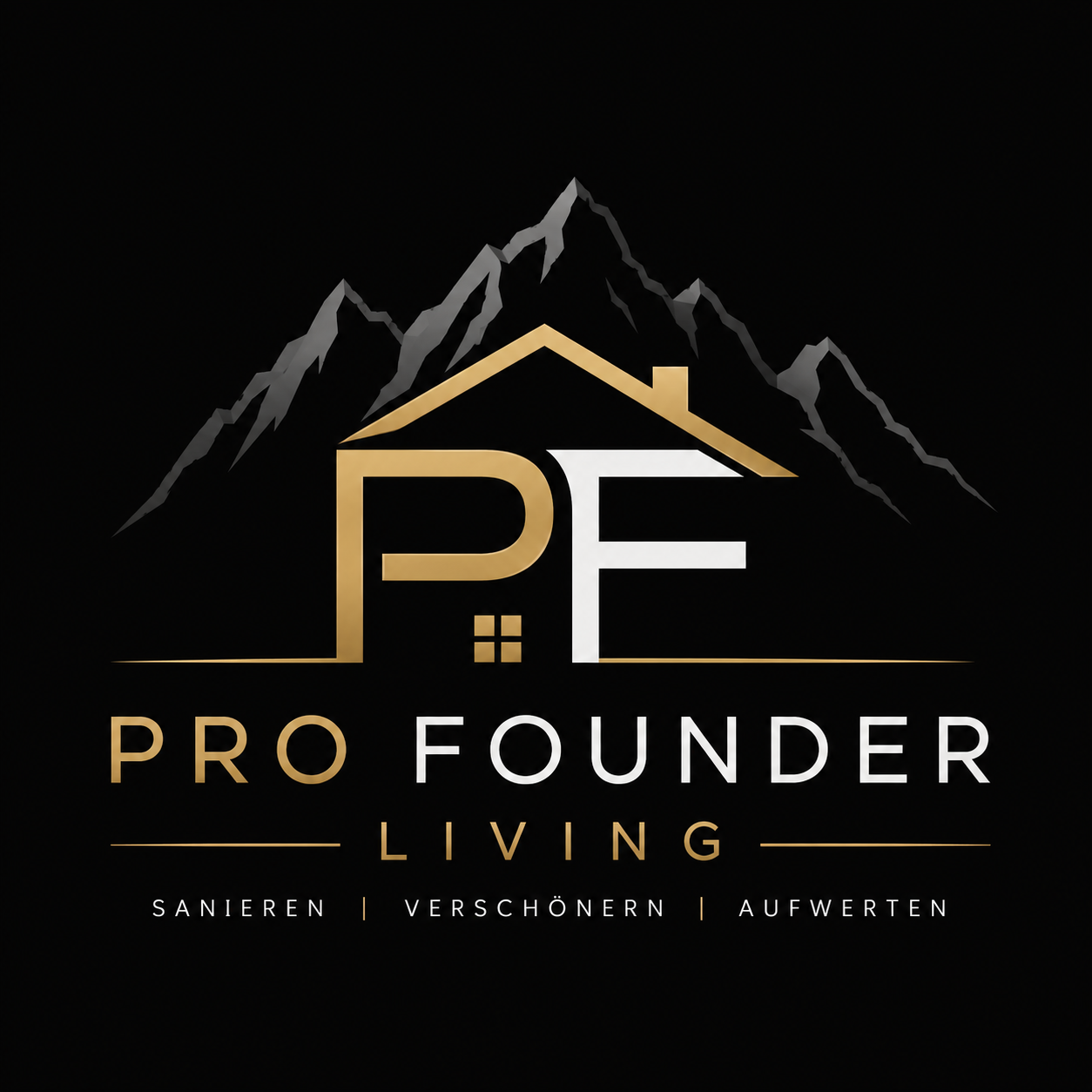 Pro Founder Living Logo auf dunklem Hintergrund